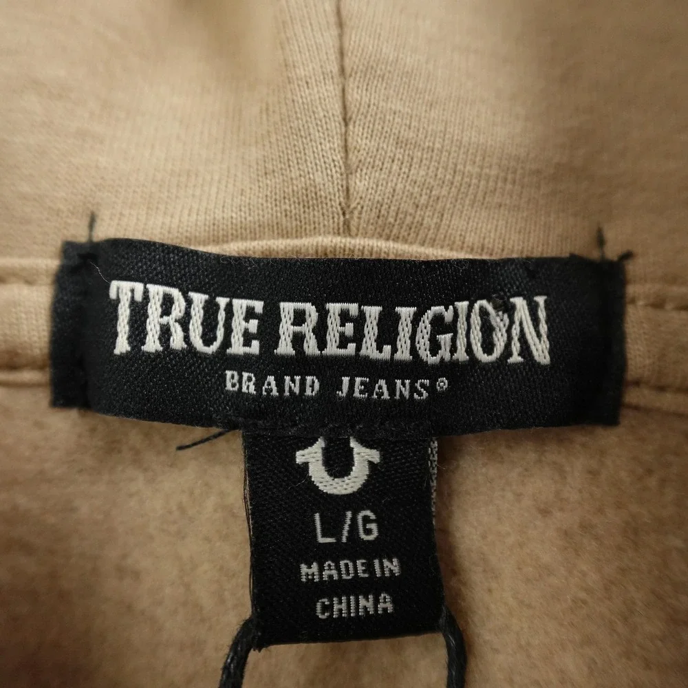 NEW True Religion‎ Hoodie Mens L Brown Buddha Full Zip Sweatshirt Sweater Jacket
